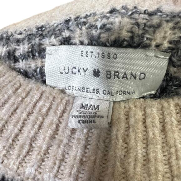 Lucky Brand Geometric Oversized Aztec Sweater Womens M Cream Black Western Cozy - Picture 6 of 7